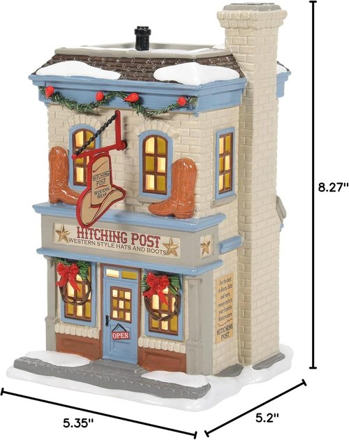 Department 56 Ceramic Snow Village - Lit Hitching Post Building, 8.27 Inch, Multicolor Decor