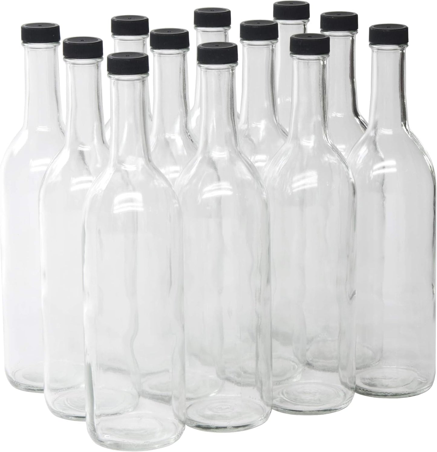 North Mountain Supply Clear Glass Bordeaux Wine Bottles - 750ml Flat-Bottomed with Screw-Top | Case of 12