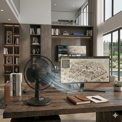 Comfort Zone Oscillating Table Fan with Adjustable Tilt, Convenient Push Button Controls, Quiet, 12 inch, 3 Speed, Desk Fan, Airflow 7.25 ft/sec, Ideal for Home, Bedroom, Dorm & Office, CZ121BK