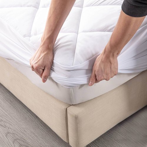 Kingnex Split King Mattress Topper for Adjustable Bed Fluffy Matress Cover Quilted Fitted Mattress Pad with Elastic Pocket