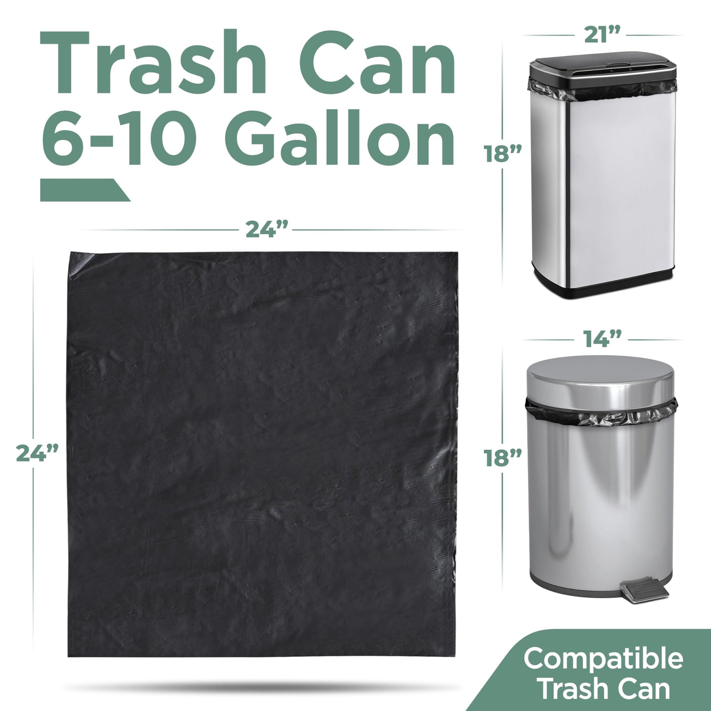 ToughBag 6-10 Gallon Trash Bags (1000 Count) – Small Black Garbage Bags for Home, Kitchen, Office & Bathroom, Multi-Use Bulk Can Liners