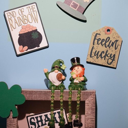 Braxio St. Patrick's Day Collectible Figurines - Set of 2 Green Gnome Shelf Sitters | Festive Table Decor