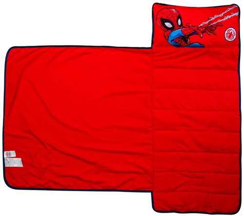 Jay Franco Marvel Spidey Action Nap Mat - Built-in Pillow and Blanket Featuring Spiderman - Super Soft Microfiber Kids'/Toddler/Children's Bedding, Ages 3-5