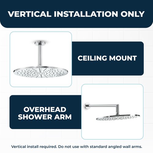 HammerHead Showers® Solid Metal 12 Inch Rainfall Shower Head, Large Rain Shower Head, 2.5 GPM High Flow Shower Head Optimized for Pressure, Wall-Mounted or Ceiling Rain Shower Head, Chrome
