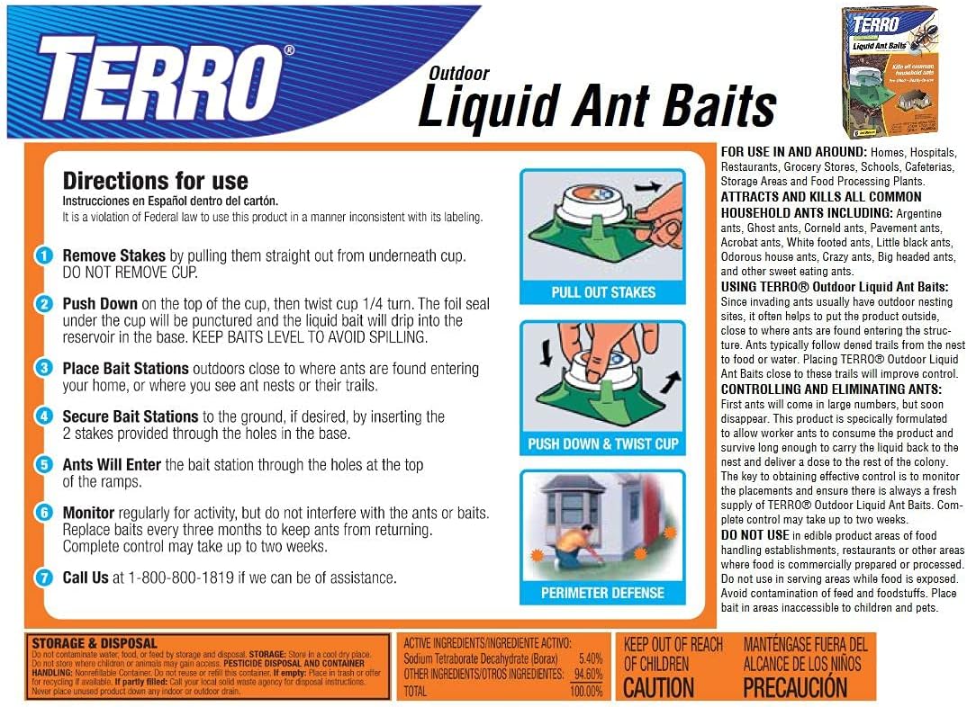 TERRO T1806SR Outdoor Liquid Ant Baits - 2-Pack with 12 Effective Traps for Home Protection