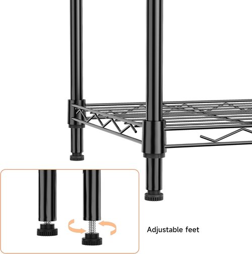 IZEUK 4-Tier Metal Wire Shelf Unit - Versatile Black Storage Rack for Kitchen, Bedroom & Laundry Room | 17.7" W x 11.8" D x 41.9" H