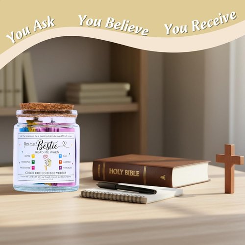 Bible Verse Jar - 92 Inspirational Scriptures for Friends | Faith-Based Encouragement Gift for Women
