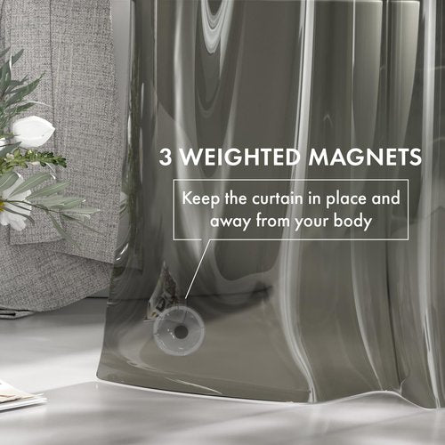 AmazerBath Extra Long Shower Curtain Liner, Clear Black Shower Liner 84 Inches Long, 72x84 Plastic Shower Curtain Liners, Cute Tall Shower Liner, PEVA Bathroom Shower Curtain Liners & 3 Magnets