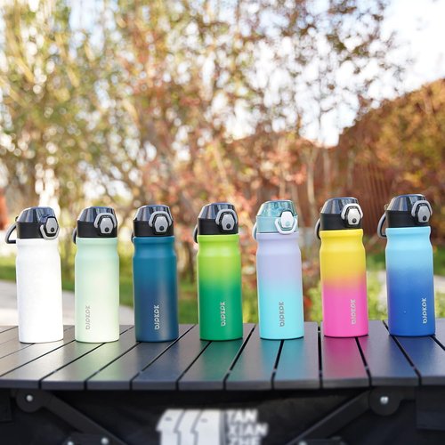 BJPKPK Insulated Water Bottle - 18oz Stainless Steel Flask with Straw & Leak-Proof Lid | White