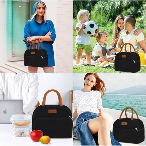 Coobiiya Insulated Lunch Box - Leakproof & Reusable Tote Bag for Work | Compact 10L, Black