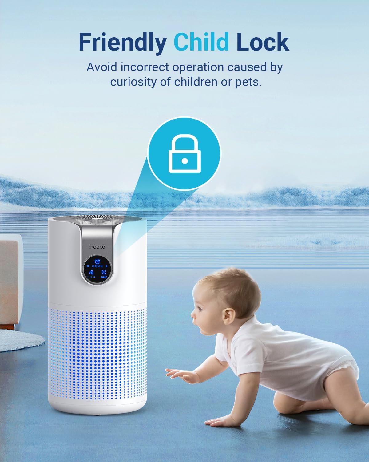 MOOKA HEPA Air Purifier - Large Room Coverage Up to 1500ft² | Quiet 15dB with Aromatherapy for Pets & Odor Removal
