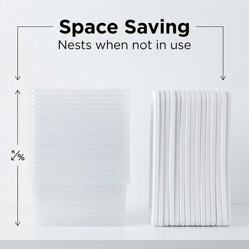 Clear Plastic Storage Boxes by 20-Pack | Stackable 6 Quart Bins for Closet, Kitchen & Office Organization