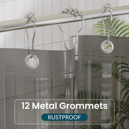 Titanker Shower Curtain Liner, Plastic Shower Liner PEVA 72 x 72 Lightweight Waterproof Shower Curtains for Bathroom with Magnets and Rustproof Grommets, Clear Black