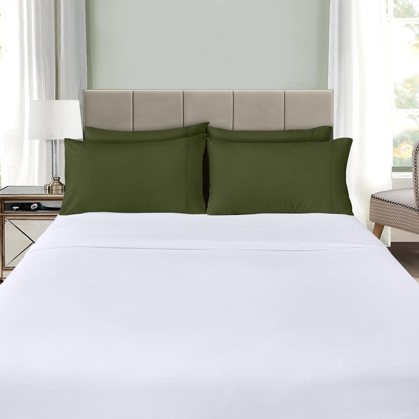 Utopia Bedding Queen Pillow Cases - Soft Brushed Microfiber - 4 Pack, Olive | 20 x 30 Inches