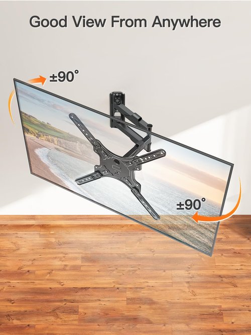 ELIVED TV Wall Mount for Most 26-60 Inch TVs, Swivel and Tilt Full Motion TV Mount with Single Stud Perfect Center Design, Wall Mount Bracket Max VESA 400x400mm, Corner Mount Holds up to 77 lbs.