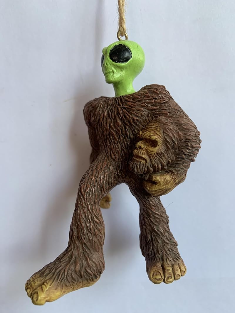 Alien in Bigfoot Costume Christmas Ornament – 4" Funny Holiday Decor (Variation: 4" Alien in Bigfoot Costume)