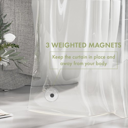 AmazerBath Shower Curtain Liner, 48x72 Clear Shower Curtain Liner, Waterproof Plastic Shower Liner, Cute Lightweight PEVA Shower Curtain for Bathroom with 2 Magnets and 8 Rustproof Metal Grommets