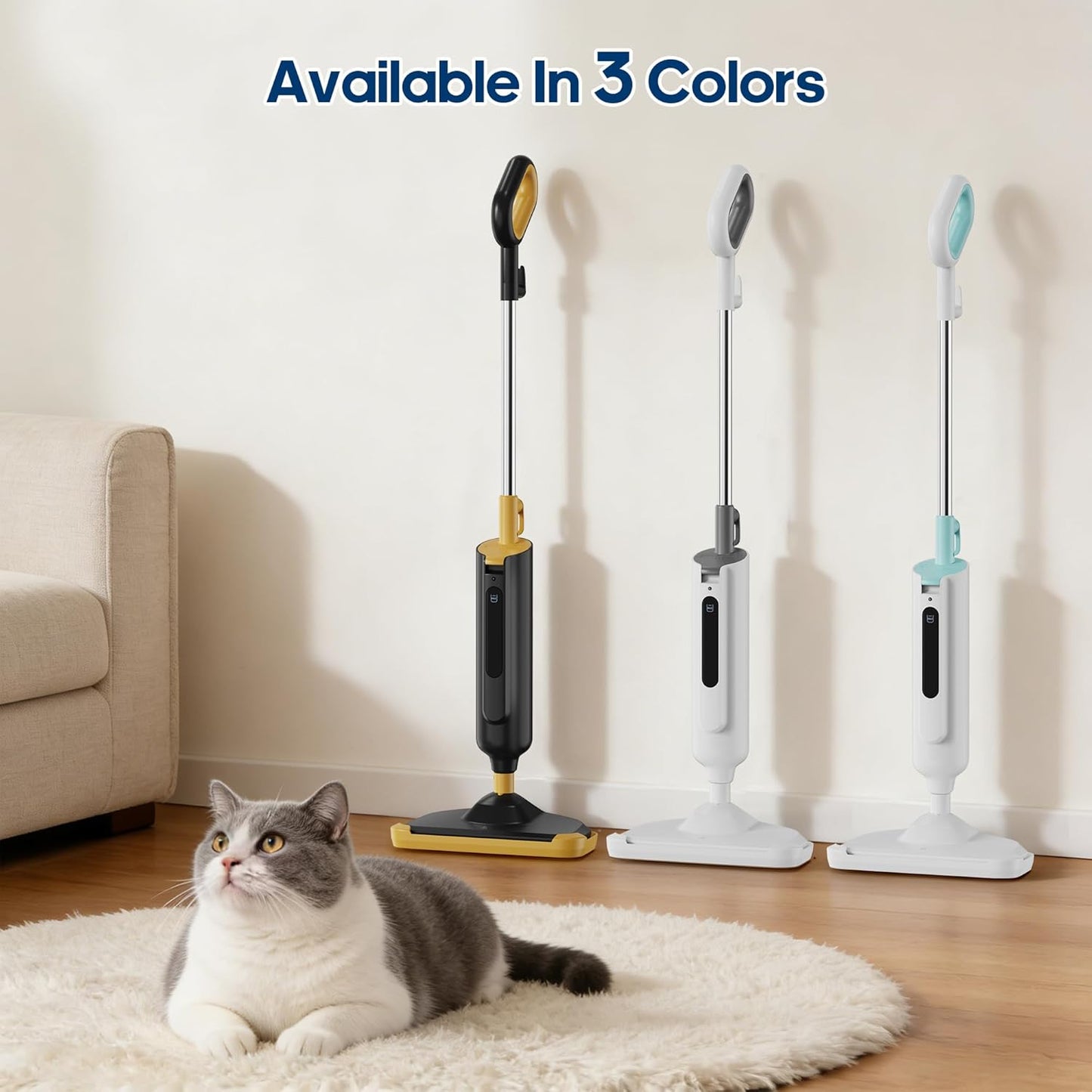 NEWBULIG Steam Mop - Lightweight Floor Cleaner for Hardwood, Tile & Carpet | 16.4 FT Cord & 2 Washable Pads