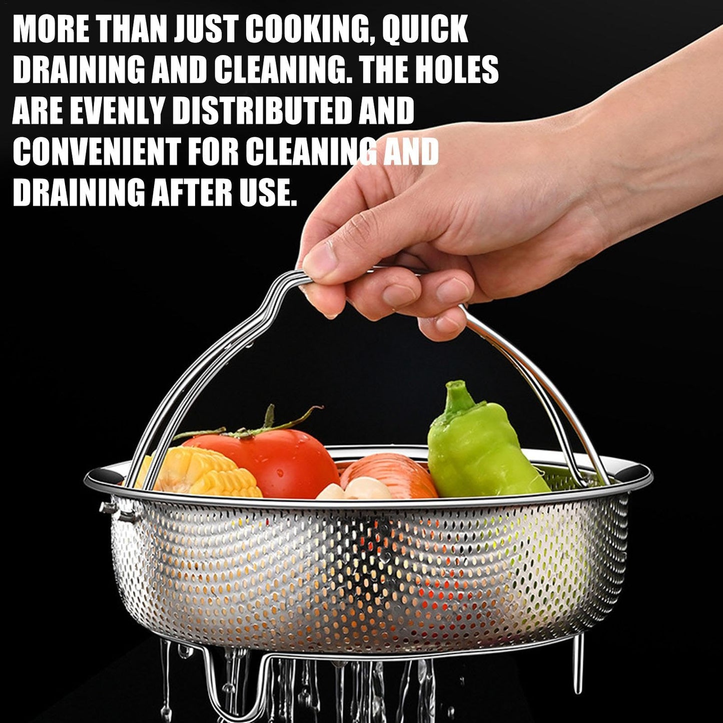 Rice Washer - Stainless Steel Cooking Steam Basket, Food Steamer | Vegetable Steamer Tray With Handle And Base Leg, Food Steamer Basket For Pressure Cookers