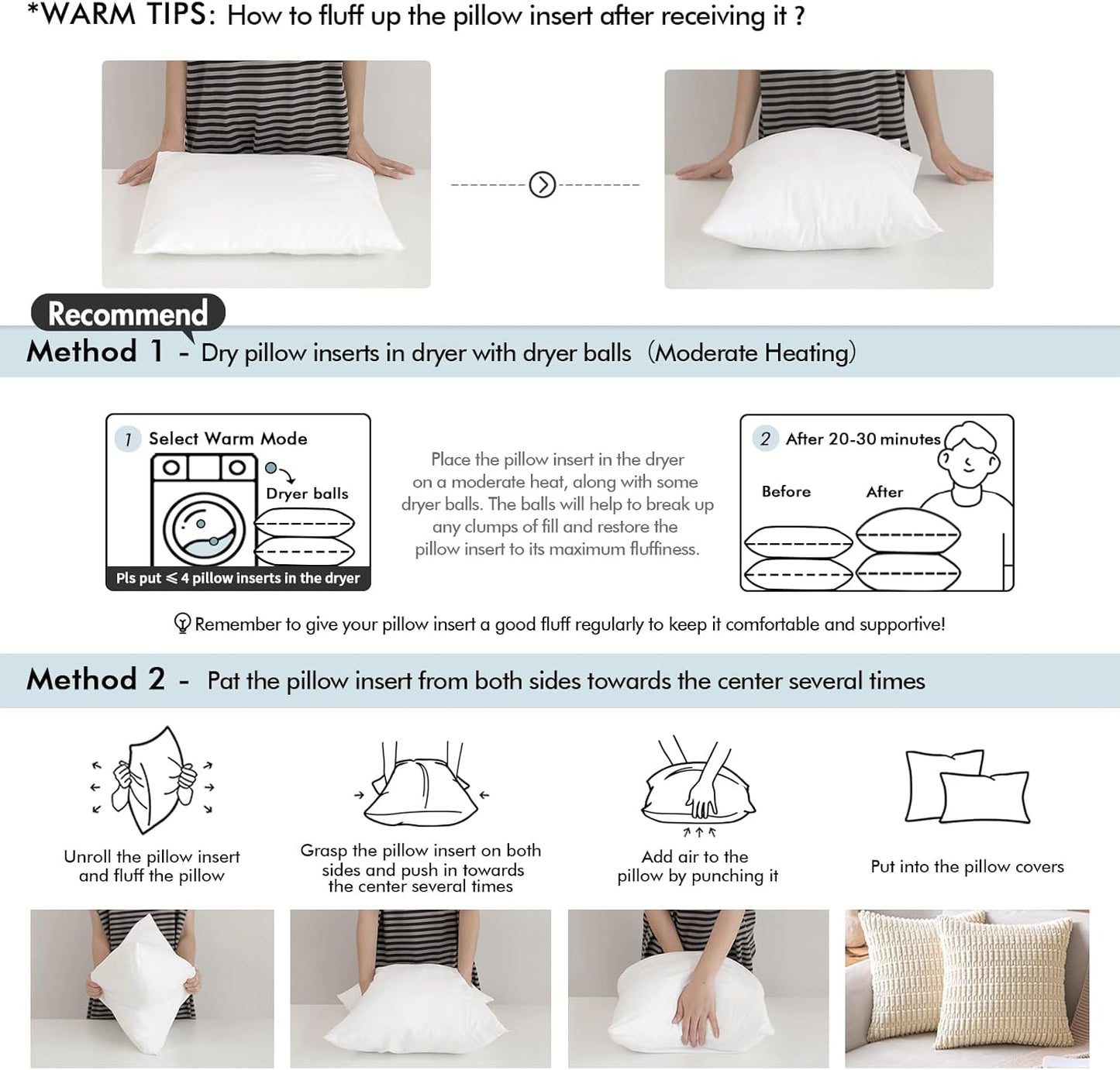 MIULEE Pillow Inserts | Premium Down Feather Stuffers - 18x18 Inches, Pack of 4, White Cotton Fabric