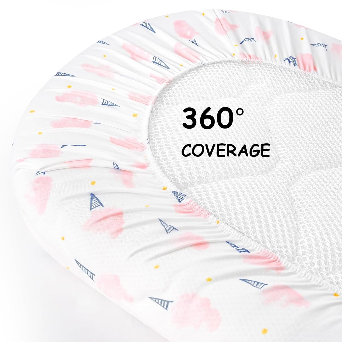 Yoofoss Bassinet Sheets - 3-Pack Fitted Set for Halo & Baby Delight | Soft, Breathable Pink & Floral Designs