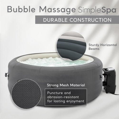 INTEX SimpleSpa 4 Person Round Inflatable Hot Tub, Bubble Massage Spa Set with Insulated Cover, Thermal Ground Cloth, & Chemical Dispenser, 77 in x 26 in