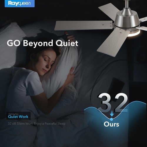 42 Inch Ceiling Fans with Lights and Remote, Brushed Nickel Ceiling Fan, 6 Speed Reversible DC Motor, 3CCT Dimmable LED, Modern Design for Bedroom, Living room & Covered Outdoor,Includes Downrod
