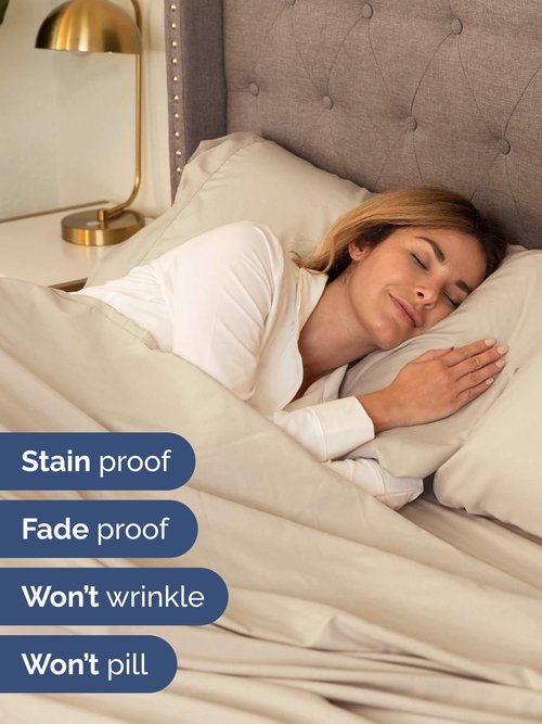 Extra Deep Queen Sheet Set - 6 Piece Breathable and Cooling Sheets - Hotel Luxury Bedding for Women, Men, Kids & Teens - Easy & Secure Fit - Soft, Wrinkle Free and Comfy - Extra Deep Pockets - Wheat