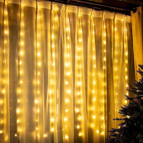 **195 LED Curtain String Lights - 6.5 x 5 Ft Battery Operated Fairy Lights with 8 Modes & Timer | Copper Twinkle Decor for Christmas & Weddings**