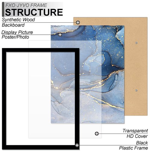 Fxojyvo 8x11 Picture Frame, Black Frame for 8 x 11 Inch Picture Poster Photo, Light Weight and High Transparent 8 by 11 Frame for Wall - 1 Pack/Black/8"x11"