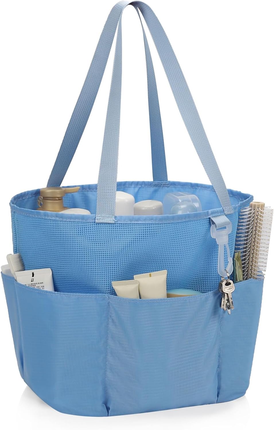 Skiennix Mesh Shower Caddy - Portable Travel Toiletry Bag with Large Capacity | Quick Dry Design in Blue