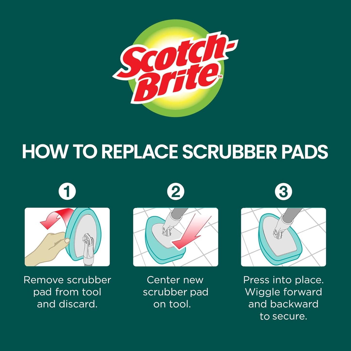 Scotch-Brite Extendable Tub & Tile Scrubber Kit - 1 Handle & 3 Non-Scratch Pads for Easy Cleaning