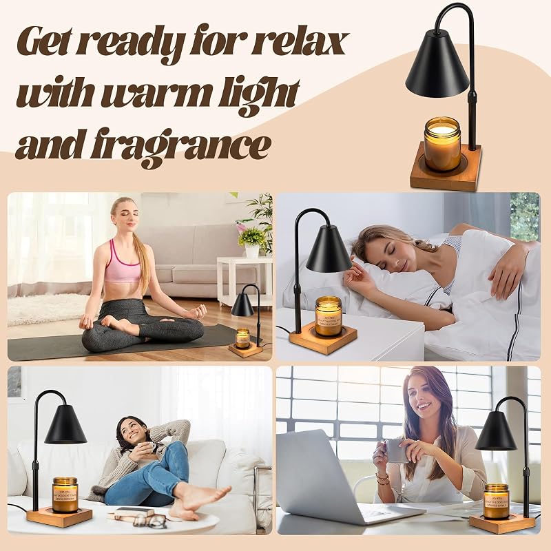 Electric Candle Warmer Lamp with 4-Level Dimmer & 10.6" Black Variation