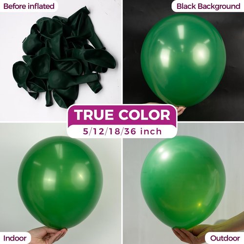 Bezente Green Balloons Latex Party Balloons - 100 Pack 12 inch Round Helium Balloons for St. Patrick's Day Dark Green Themed Wedding Graduation Birthday Party Backdrop Decorations