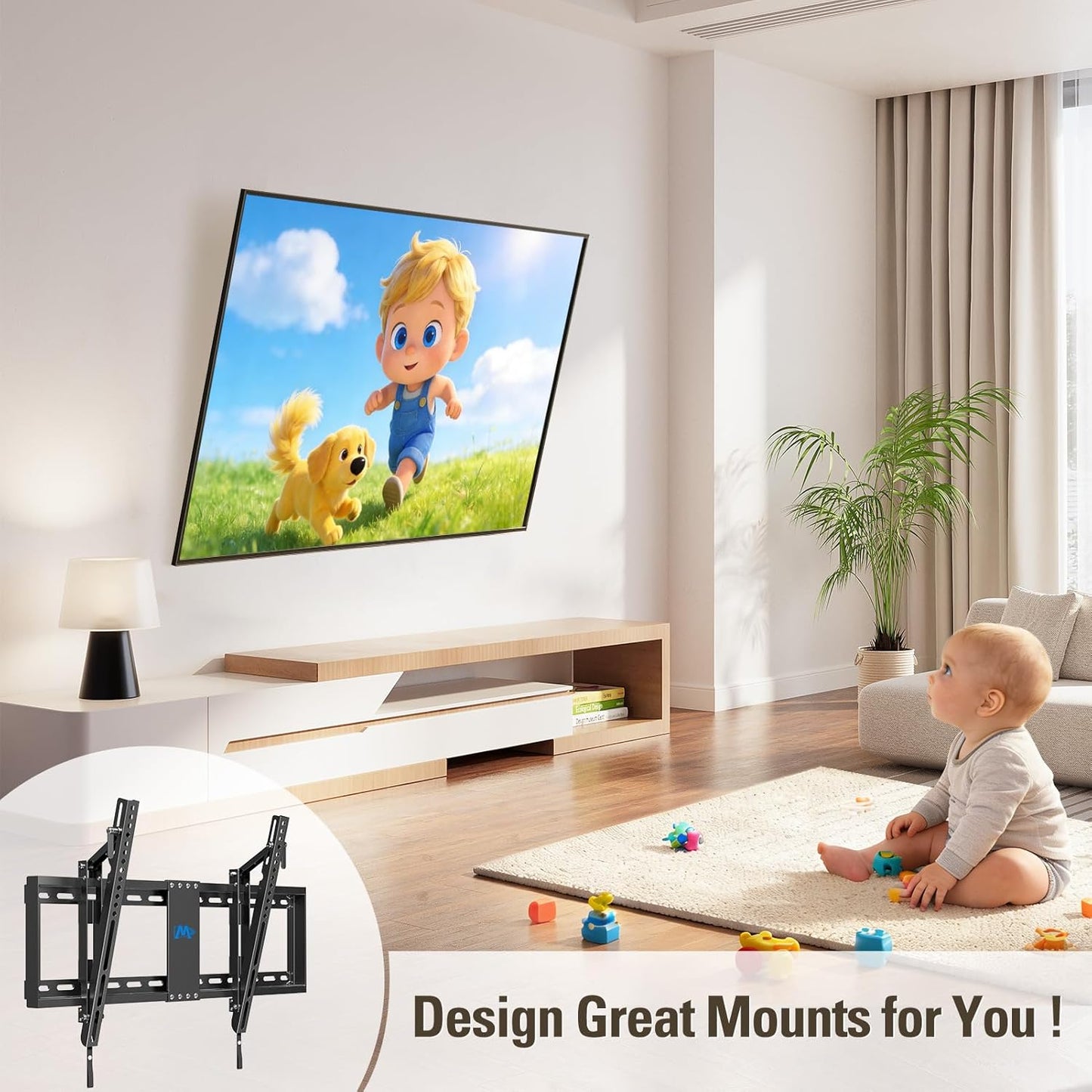 Mounting Dream Tilt TV Wall Mount - Fits 42-70 Inch TVs | Tilts Up to 20° | VESA 200x100 to 600x400mm | 132 lbs Capacity