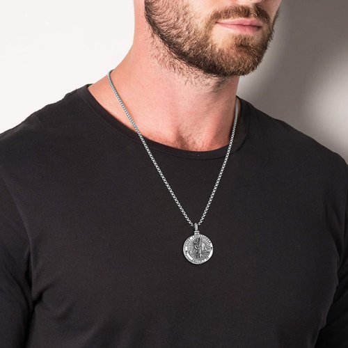ADMETUS St Christopher Urn Medal Sterling Silver Saint Christopher Urn Necklace for Ashes St Christopher Urn Pendant Necklace Mens Cremation Jewelry Memorial Gifts