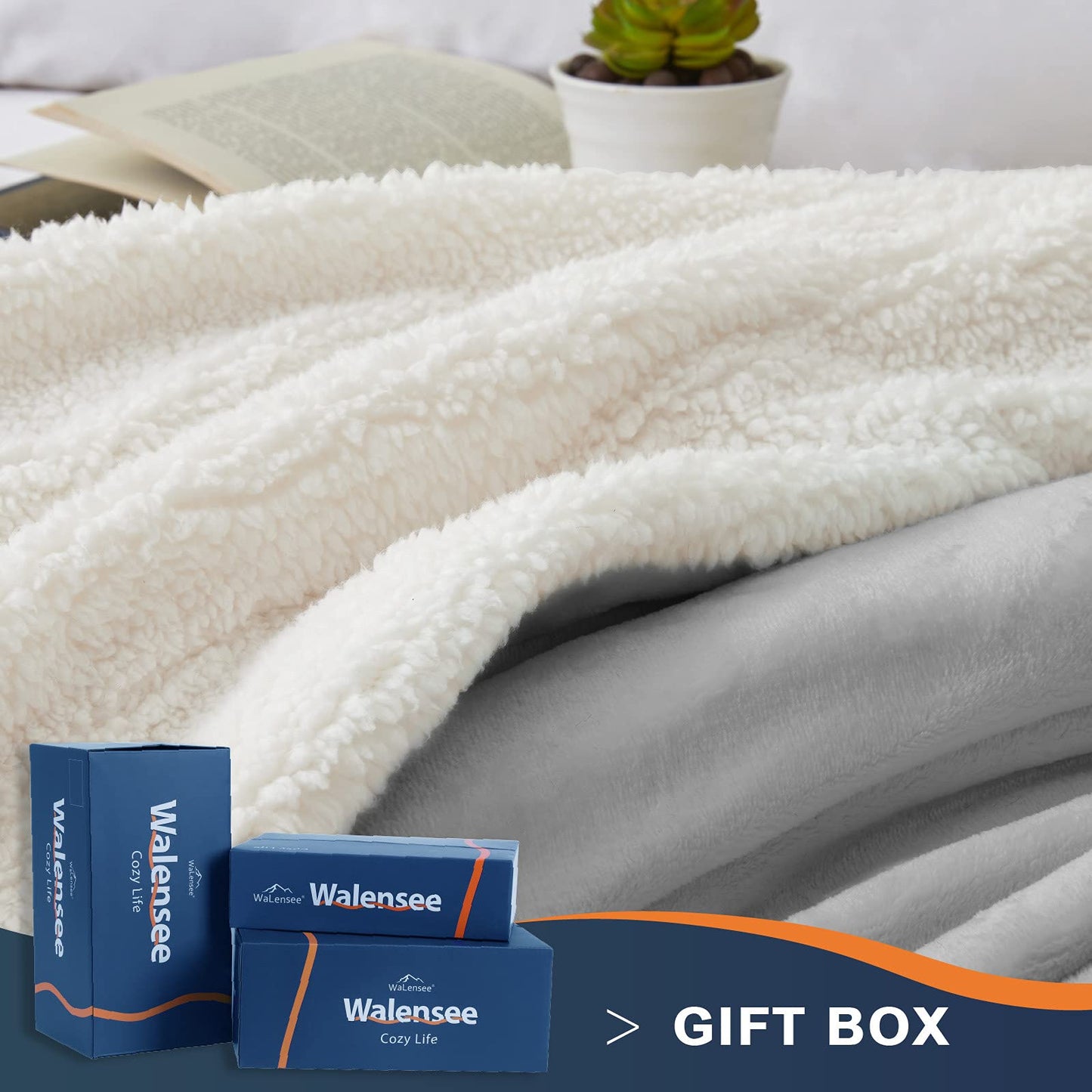 Walensee Sherpa Fleece Blanket (King Size 108”x90” Ash Grey) Plush Throw Fuzzy Super Soft Reversible Microfiber Flannel Blankets for Couch, Bed, Sofa Ultra Luxurious Warm and Cozy for All Seasons