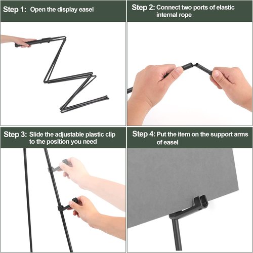 DANMO Adjustable Metal Easel Stand - 63'' Wedding Sign Display | Floor Art Easel in Black