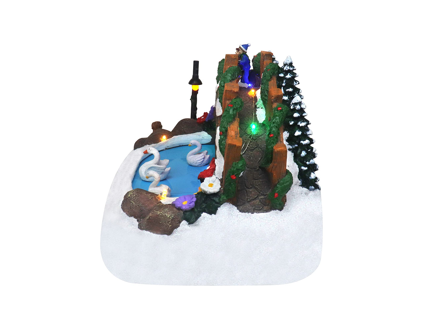 Swimming Swans Christmas Village - Swans Family Pre-lit Musical Snow Village - Perfect Addition to Your Christmas Indoor Decorations & Holiday Displays - A Thoughtful Gift for your Loved Ones