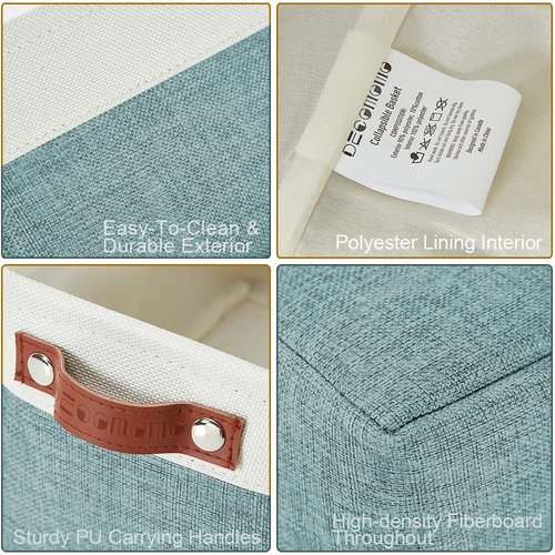 DECOMOMO Small Storage Baskets - Teal & White Closet Organizers for Shelves | 6 Pack Set