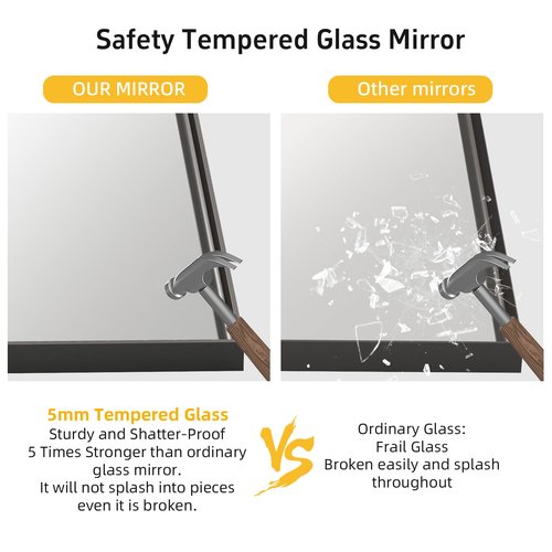 Dimelax Black Vanity Wall Mirror, 22x 30 Inch Rectangular Bathroom Mirrors for Over Sink, Aluminum Metal Framed Mirror, Tempered Glass, Anti-Rust, Wall Farmhouse Mirrors (Horizontal/Vertical)