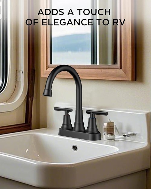 FORIOUS Matte Black Bathroom Faucet - 4-Inch Centerset Design with Pop-Up Drain & 360° Spout