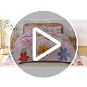 Queen Quilt Set with Horse Floral Pattern - 7 Pieces Pink Bedding