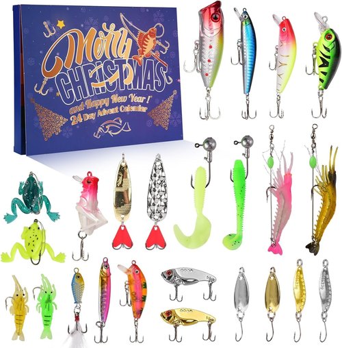 Fishing Advent Calendar 2025 - Lifelike Multi-Jointed Swimbait Set for Anglers | Perfect Gift for Dads and Fishermen