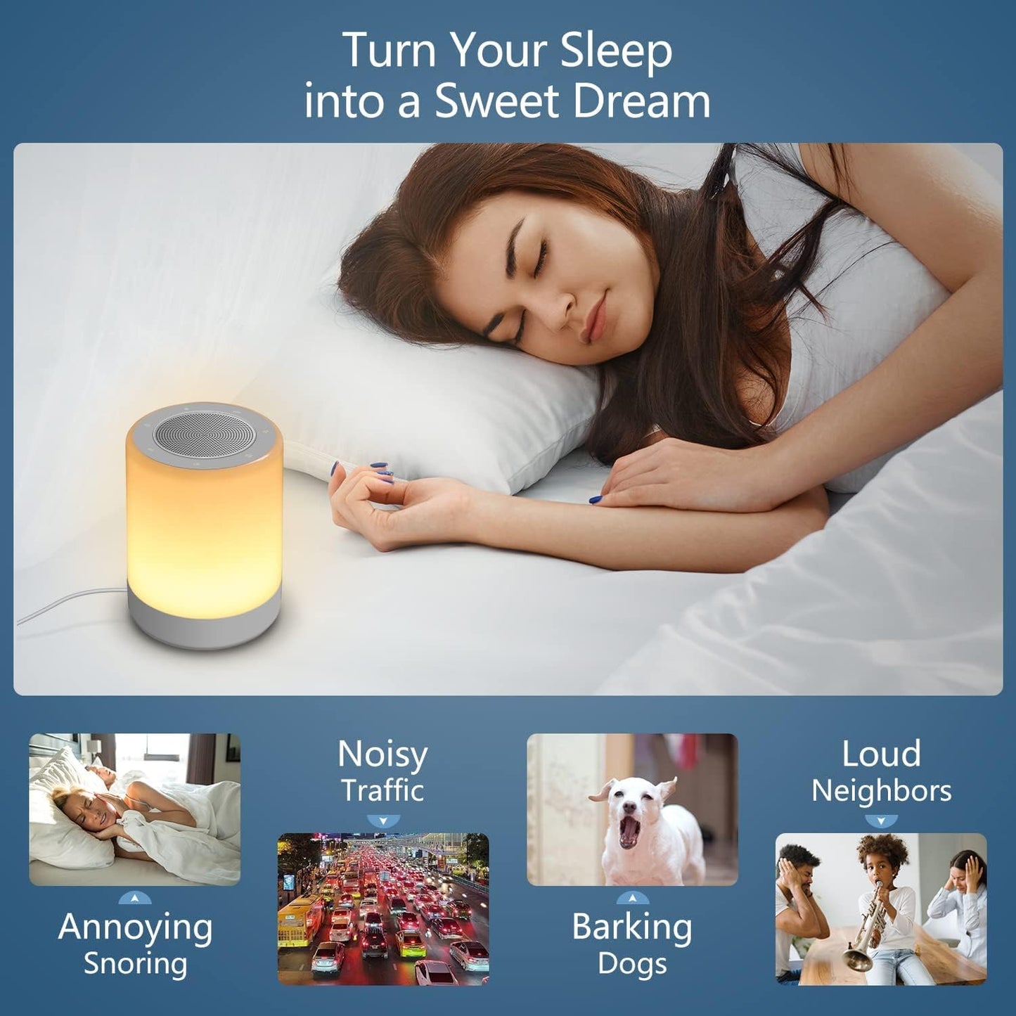 Sound Machine - White Noise Machine for Baby with Night Light & 32 High Fidelity Sounds | 5 Timers