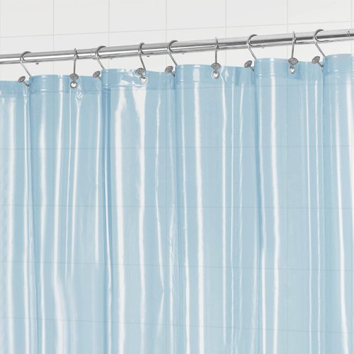 Barossa Design Extra Long Clear Blue Shower Curtain Liner with 3 Magnets - 72" x 84" XL, Waterproof PEVA Lightweight Shower Liner for Bathroom, PVC Free, Metal Grommets - Clear Blue, 72x84