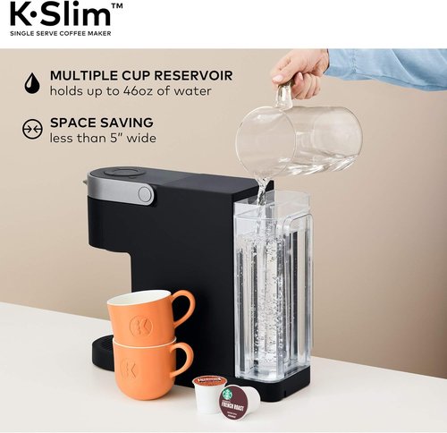 Keurig K-Slim Coffee Maker - Multistream Technology with 3 Brew Sizes | Sleek Black Design, 46oz Reservoir