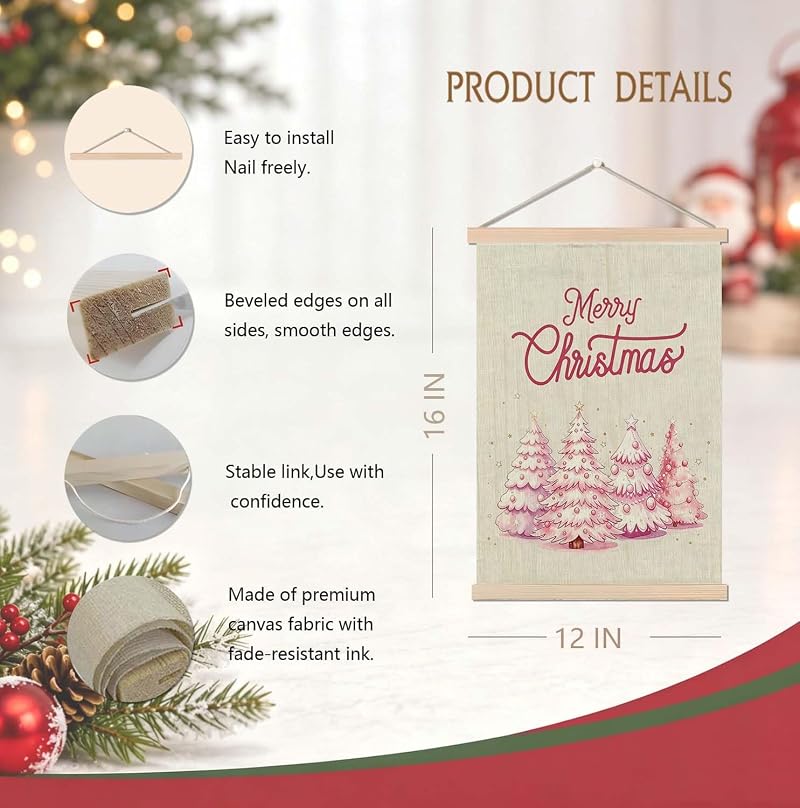 Ever-Going Tune Pink Christmas Canvas Wall Art Decor 12x16 Inches – Variation: Christmas Decor-4