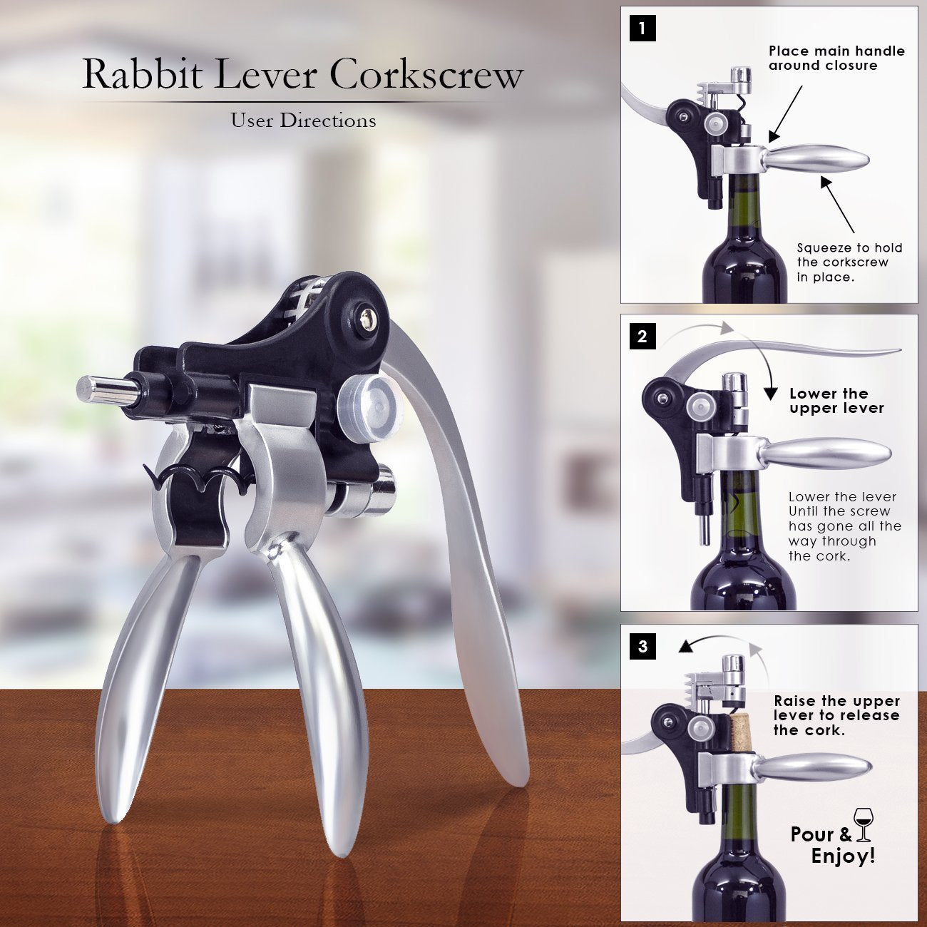 Wine Opener Set,Wine Bottle Opener Including Foil Cutter, Bottle Stopper Pourer and Extra Spiral,Wine Corkscrew Set,Gift box Opener Kit.