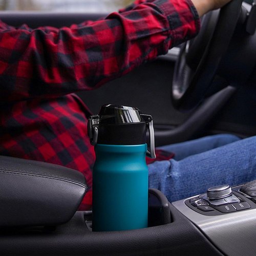 BJPKPK 25oz Insulated Water Bottle - Stainless Steel, BPA-Free, Leak-Proof, Blue with Straw